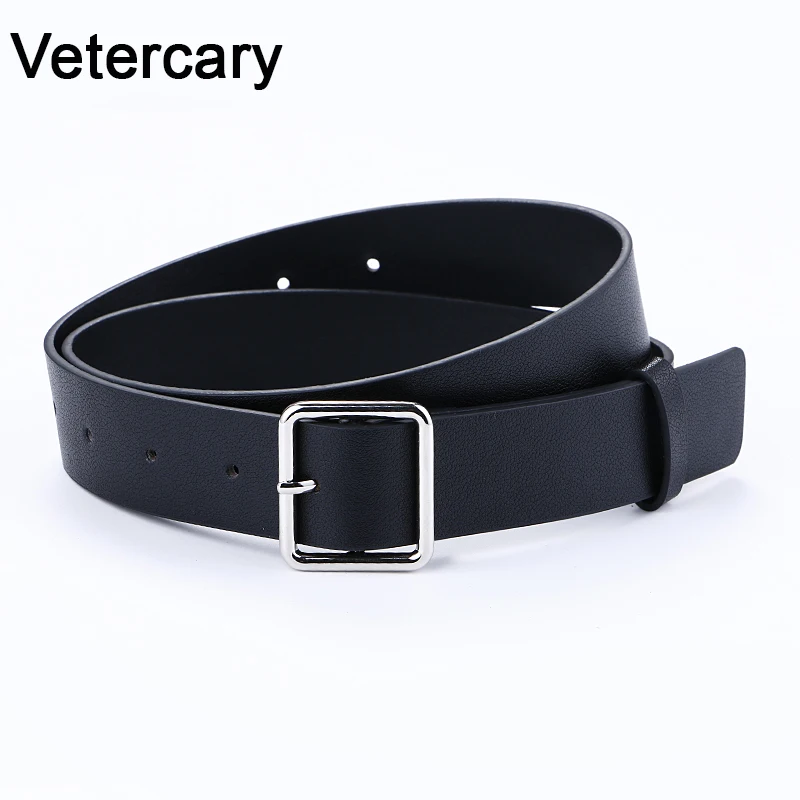 Hot Sale Fashion Women Soft Leather Belt Luxury Strap Male Belts Square Silver Pin Buckle Fancy Student Belts Jeans Cintos Gifts