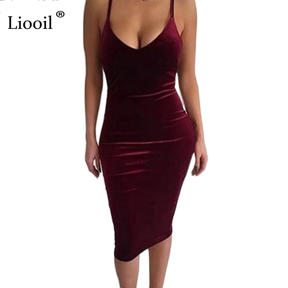 

Sexy Club Velvet Dress Women Spring Sleeveless Deep V Strap Backless Bodycon Bandage Dress Zip Off Shoulder Midi Party Dresses