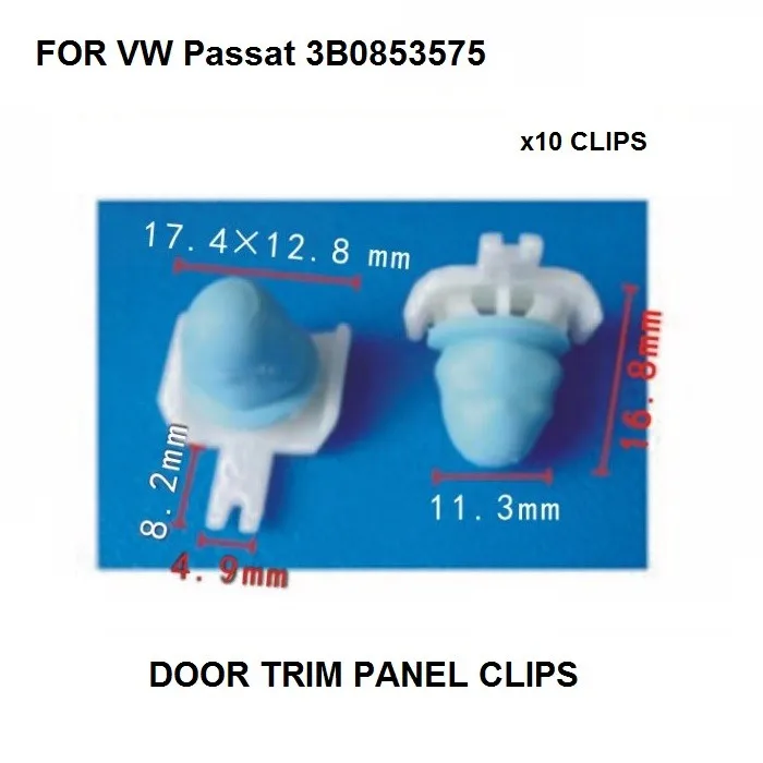 

x10 Pieces Nylon Clip Lateral White Cast VW Passat 3B0853575 New Free Shipping