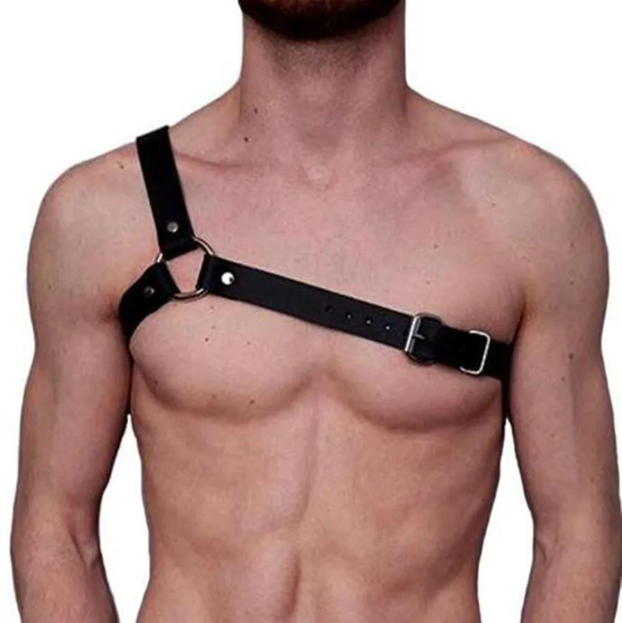 

Male Costume ,Men Body Chest Harness Wear, One-shoulder Strap Clubwear,Muscle Harnesses Belt ,Punk Lingerie