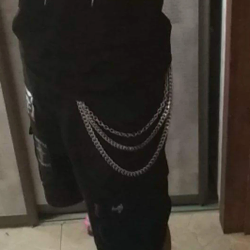 Mujeres tres hebras Biker llavero Jean Portachiavi 3 capas cartera cadena Punk gancho llavero Pantalones Pantalón llavero