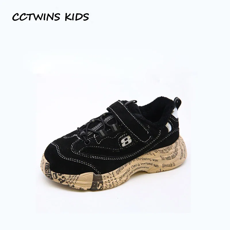 

CCTWINS KIDS 2018 Winter Children Black Casual Trainer Baby Boy Fashion Sport Sneaker Girl Pu Leather Warm Shoe FS2512
