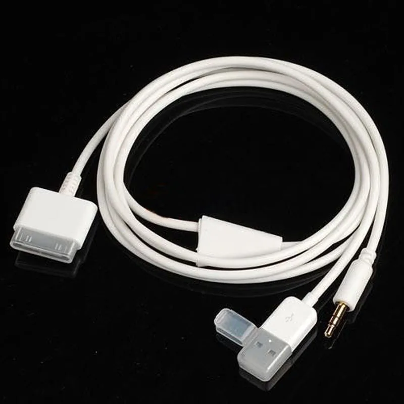 Мм 3,5 мм разъем автомобиля AUX стерео аудио 30 булавки USB кабель для зарядки и синхронизации зарядный кабель для iPhone 4 4S 3GS iPod Nano/Touch iPad 2/3 - изображение