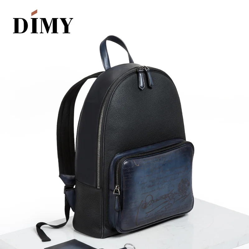 

DIMY 2018 NEW Fashion Men's Backpacks Handmade Cow Genuine Leather Solid school Bags Business Male Ipad Bags 15 inches #8731