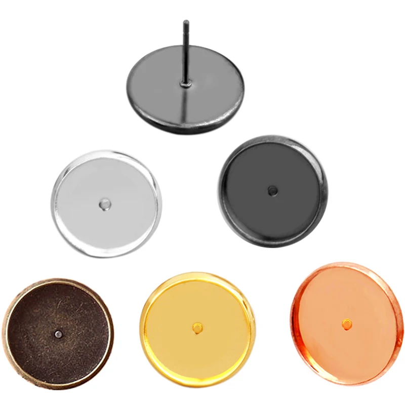 50 шт. 8 мм 10 мм 12 мм 14 мм 16 мм женские серьги-гвоздики в форме Кабошон Камея базы для украшений ручной работы ювелирные изделия ручной работы