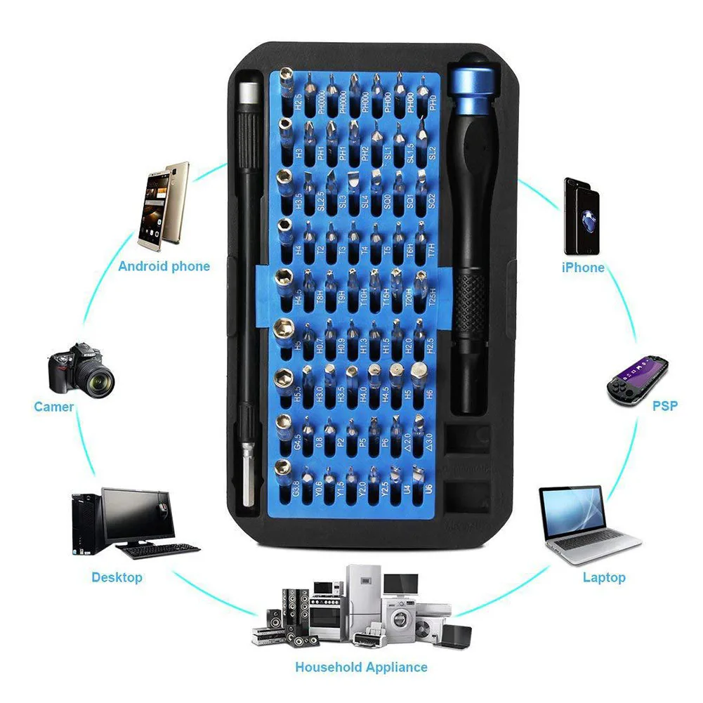 

76Pcs/Set Magnetic Screwdriver Kit Professional Repair Tools with Bag for Phone Game Console Tablet DAG-ship