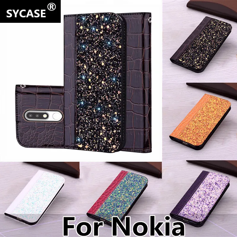 SYCASE для Nokia 5 6 2018 7 Plus 8 3 1 Роскошная стежка блестки флип-Кобура персональный чехол