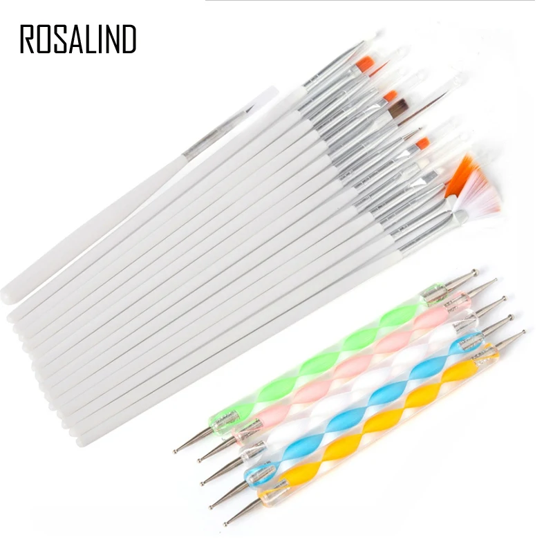 

ROSALIND 20 Pcs/Set Nail Gel Brushes Design Set Dotting Painting Drawing Nail Art Nail Tools Polish Pen