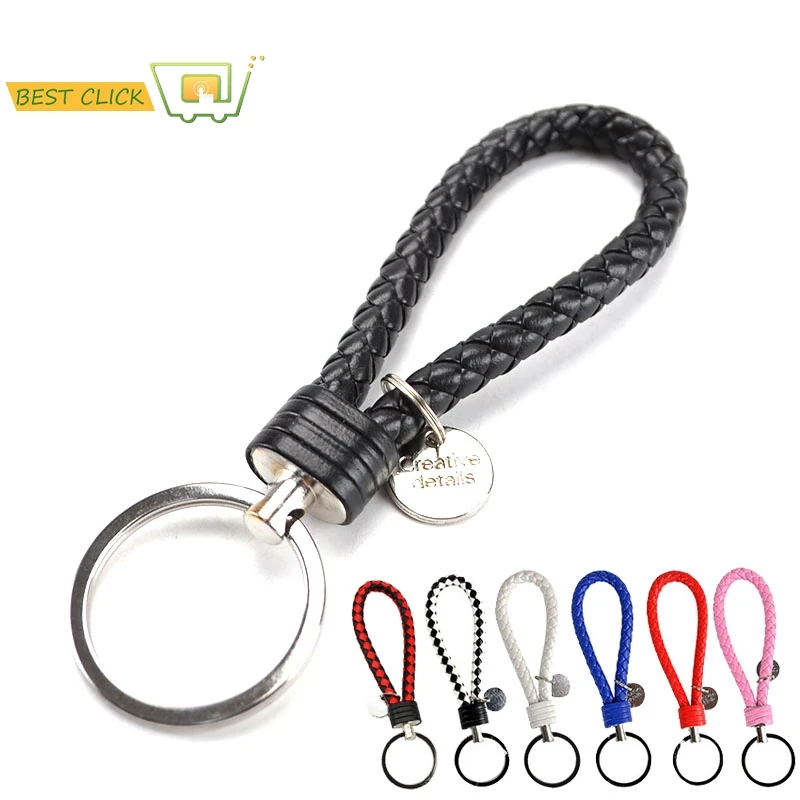 Fashion Braided PU Leather Strap Keyring Keychain Car Key Chain Ring Key Fob new