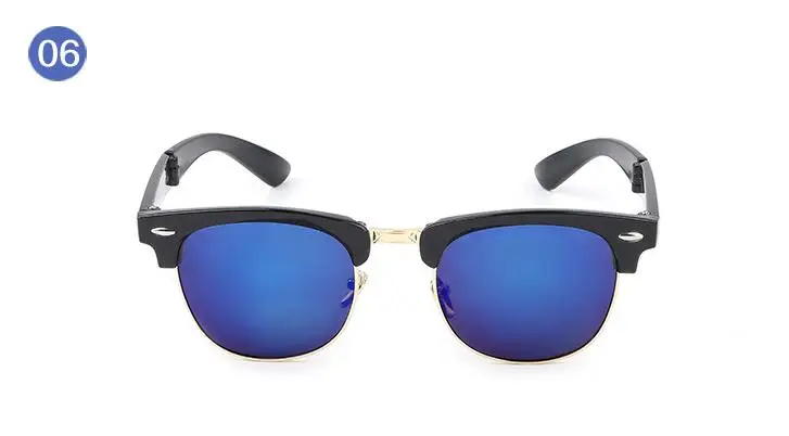 Новые Ретро складные солнцезащитные очки винтажные классические складные солнцезащитные очки для вождения с футляром дизайнерская металлическая оправа для очков - Цвет линз: 6