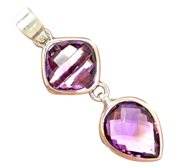 

Genuine Amethyst Pendant 100% 925 sterling silver Jewelry, 50mm, XAP4021
