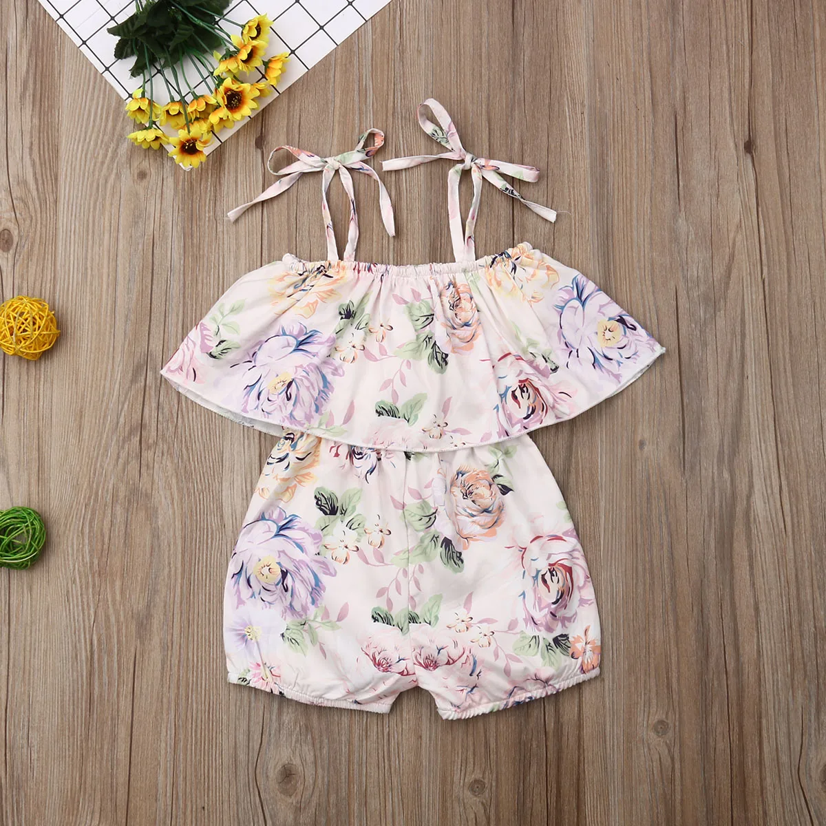 Одежда для новорожденных; для маленьких девочек цветочные комбинезоны летние без рукавов поясный комбинезон одежда в загородном стиле
