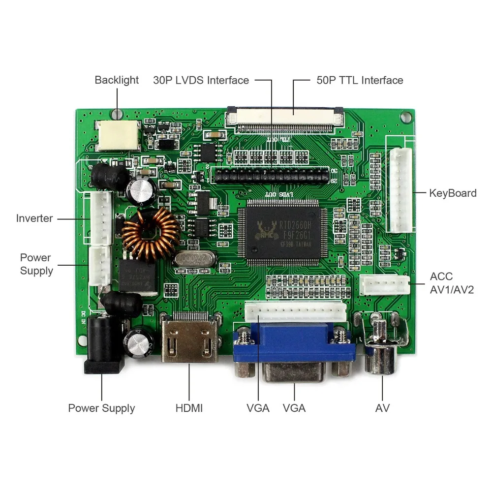 HD MI + VGA 2AV ЖК дисплей плата контроллера с 7 дюймов HV070WSA 100 1024X600 IPS Экран|vga 2av|vga hdmivga vga