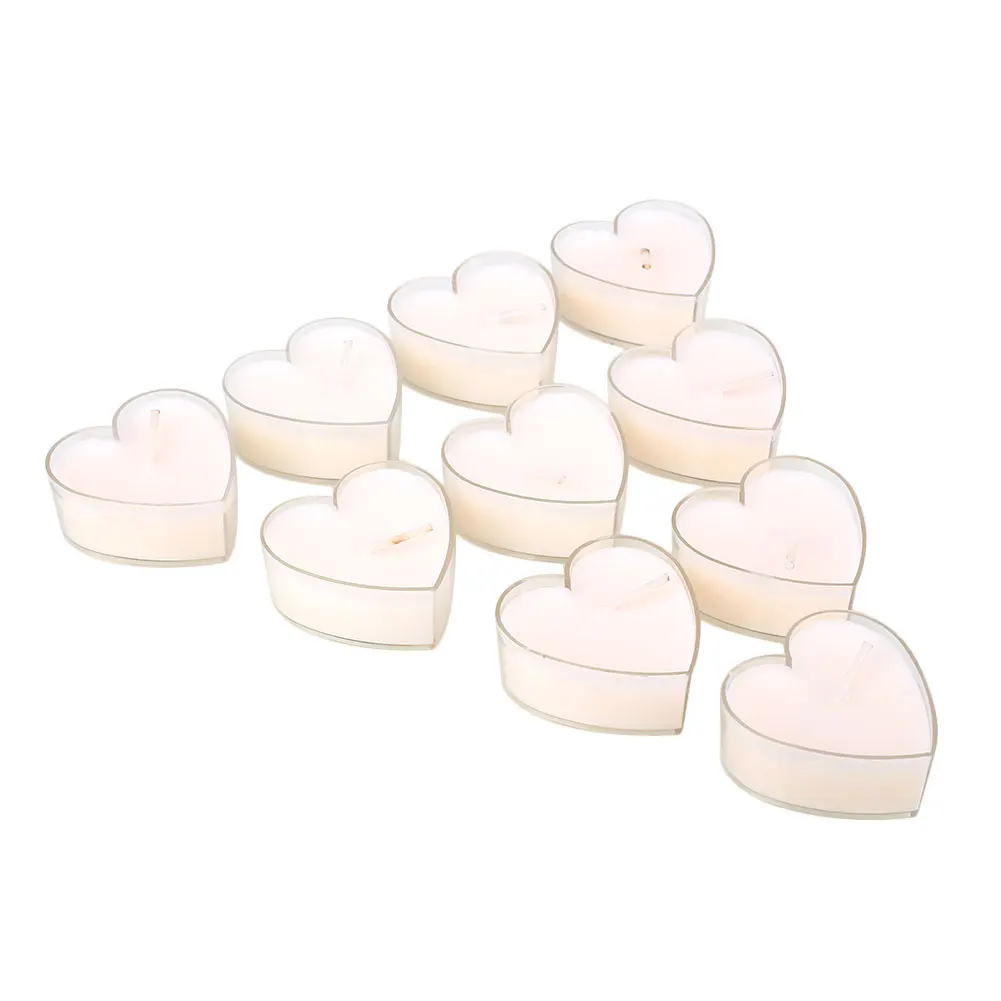 Романтические восковые свечи 10 шт. в форме сердца 6 цветов, вечерние подарки для отеля - Цвет: White