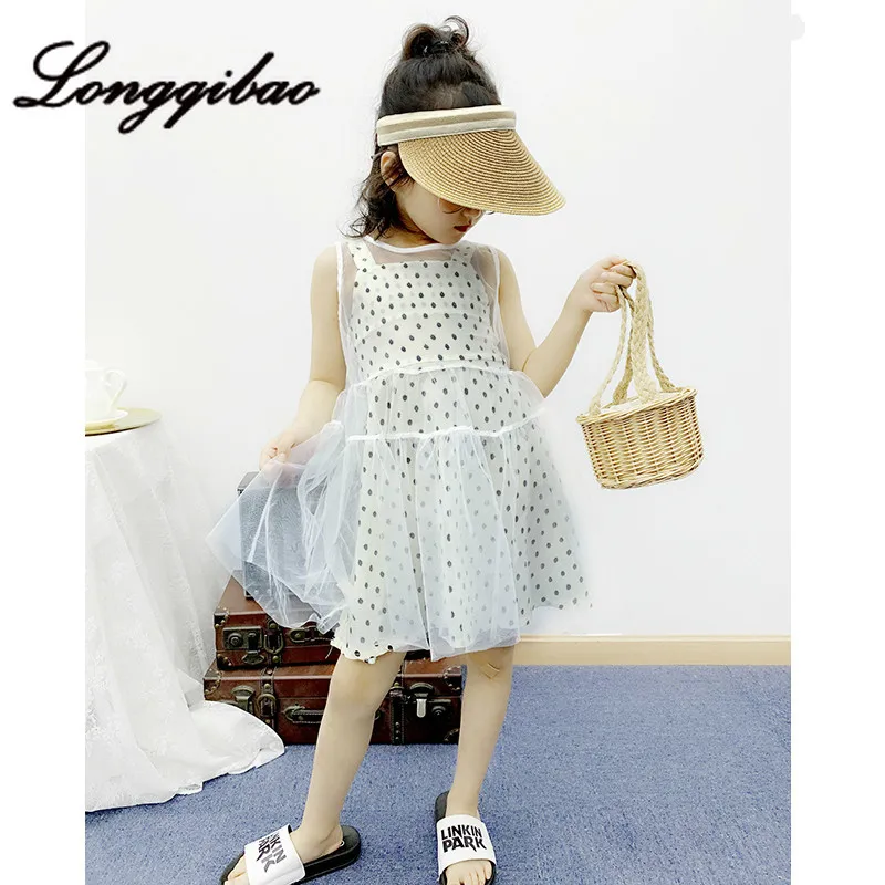 

High Quality Kids Dresses for Girls 2019 Summer New Korean Sweet Princess Wave Mesh Two Pieces Dress Girl Children's Clothing