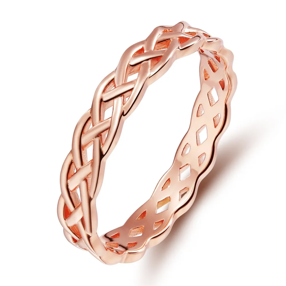 4 мм романтическое розовое золото 925 пробы-серебро-ювелирные изделия кельтский узел кольцо Вечность обручальные кольца для женщин anle распродажа