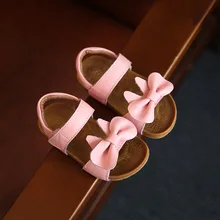 Детская обувь с бантом; сандалии для девочек; новые летние корейские сандалии из натуральной кожи с мягкой подошвой и милым бантом для малышей