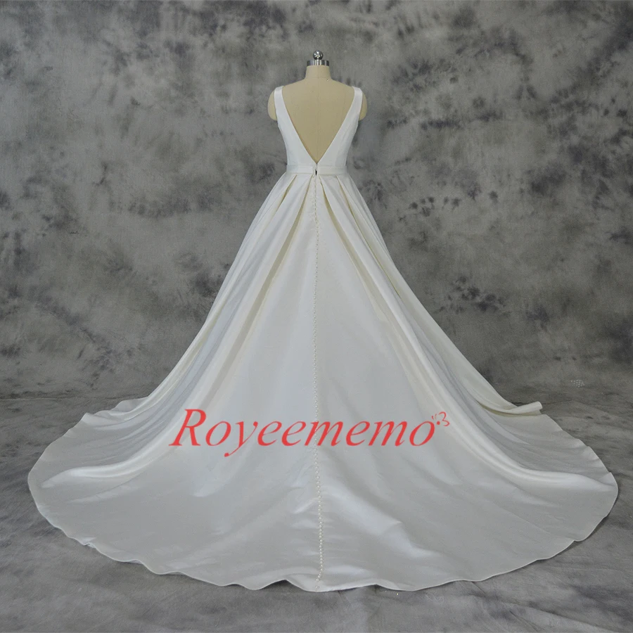 Vestido de Noiva атласное свадебное платье с карманом классическое свадебное платье на заказ Заводская цена