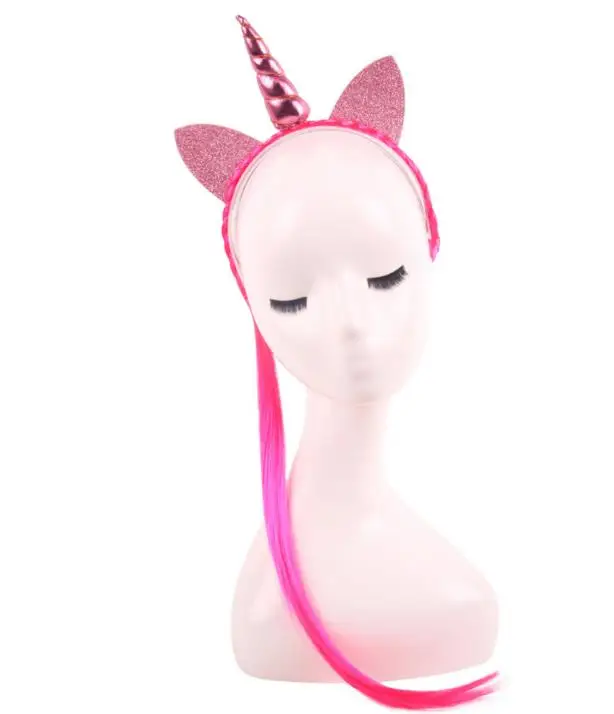 Decorative Ear Horn Headband Long Wig Braids Fancy Dress Christmas Party Girl Lady Cosplay Magical Glitter Ear Hairband