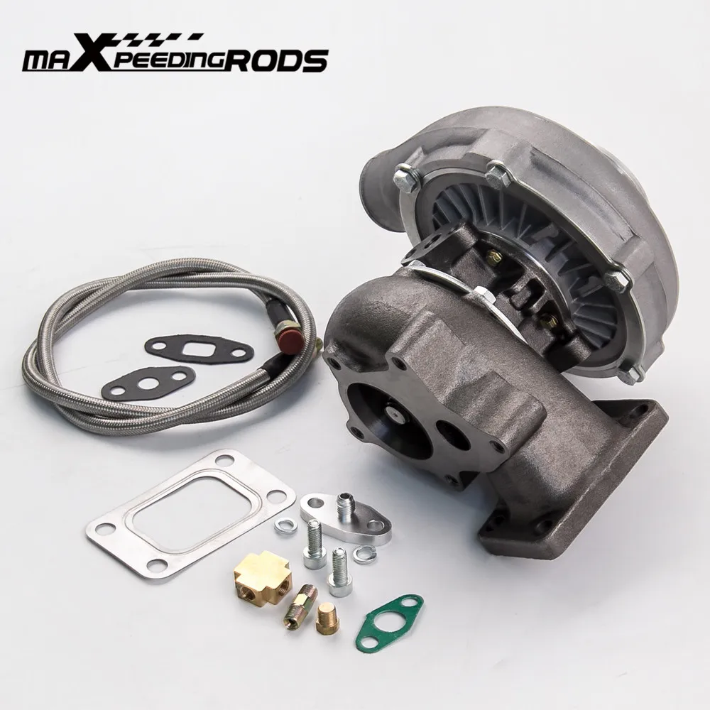 Турбо T3T4 T04E T3 Com A/R .50 Tur A/R. 63 oil cold 5 bolt фланцевый Турбокомпрессор T4 .63 Universal for 1.6L 2.3L