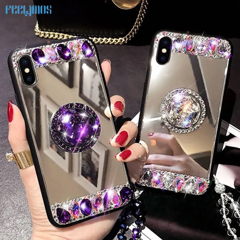 Роскошный 3D чехол для телефона с фиолетовыми бриллиантами Iphone 11 Pro X XS Max XR