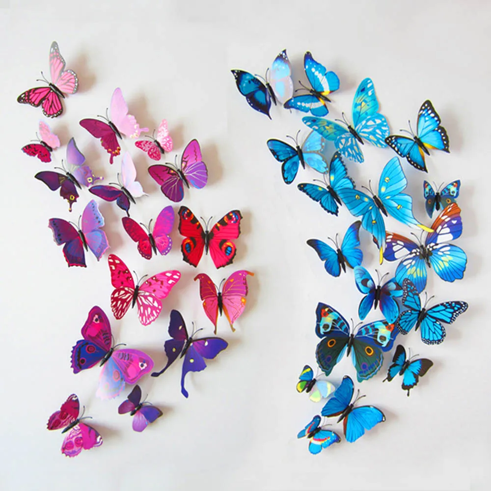 3D Blue Butterflies For Wall Art Decal Removable Home Decoration DIY