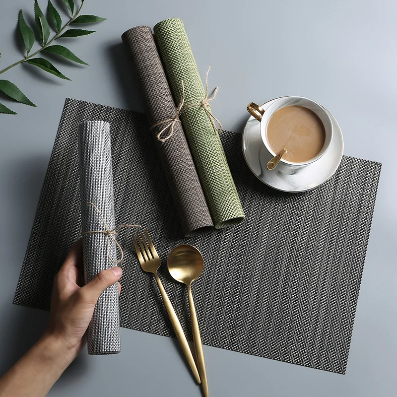 4 قطعة الجدول حصيرة الأوروبية PVC العزل سادة طاولة طعام مستطيلة اليابانية كوستر السلطانية وسادة للماء دائم