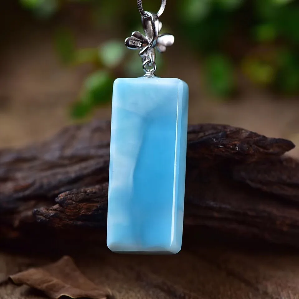 Natural Blue Larimar Necklace Pendant (5)
