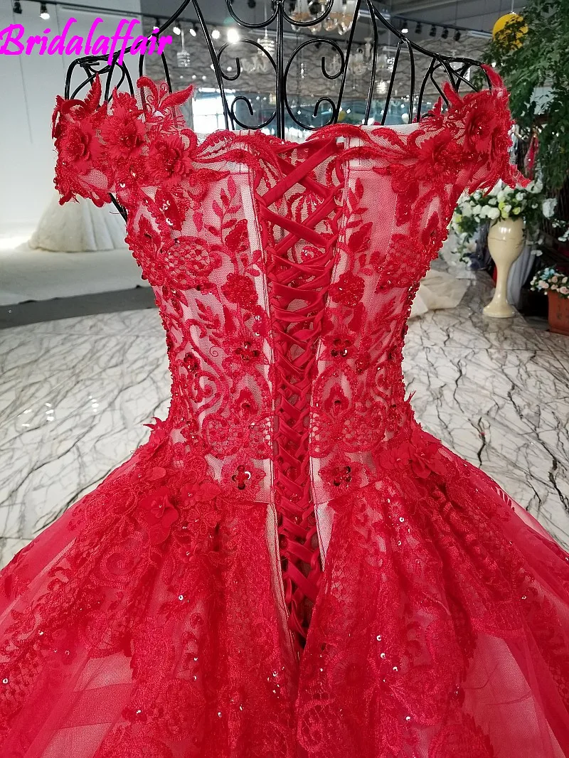 Роскошное красное платье Quinceanera Abiti di Бальные платья Lussureggiante Vestito Nuziale на шнуровке Robe De Mariage di Alta vestidos