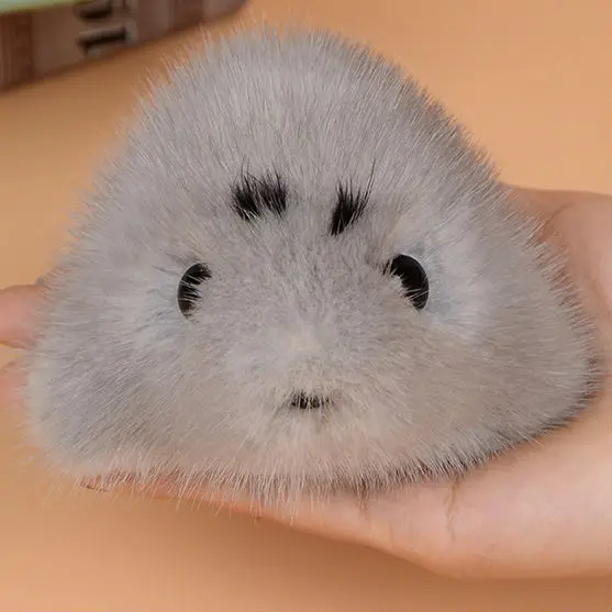 

Cute Fluffy Genuine Real Mink Fur Pom Pom Pompom Plush Seal Keychain Animal Key Ring Key Chain Women Bag Charm Bag Accessories