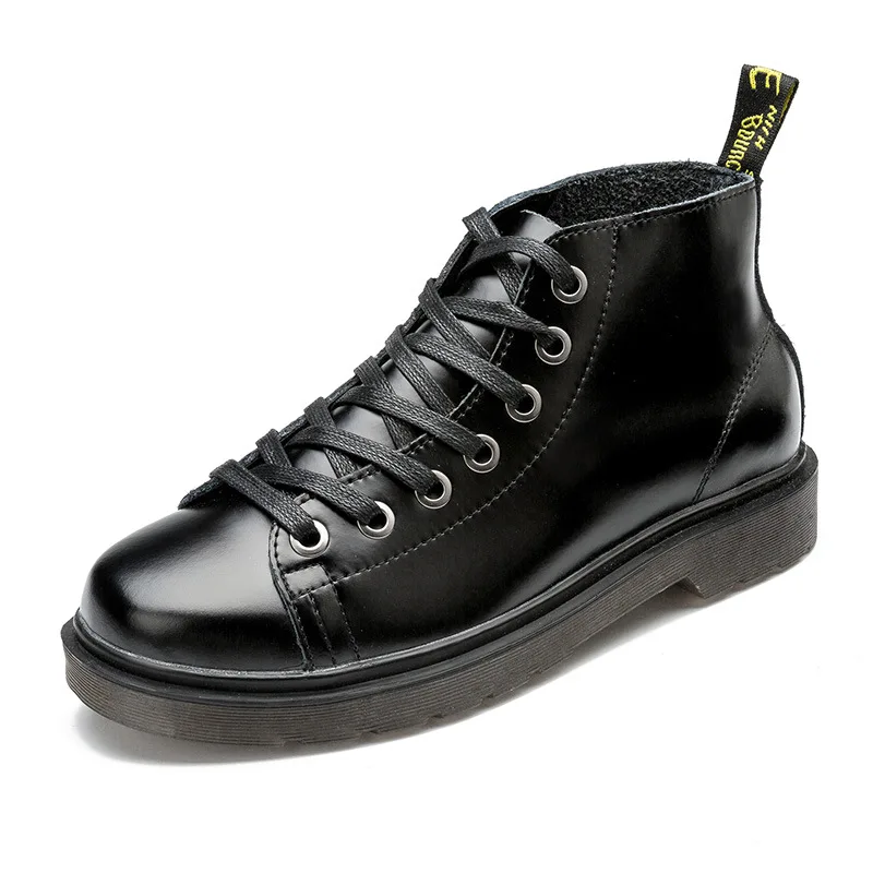 

Fashion Leisure Men Martin Boots Ankle Round Toe Low Punk Motorcycle Boots Spring Autumm Solid Sewing Lace up Outdoor Shoes