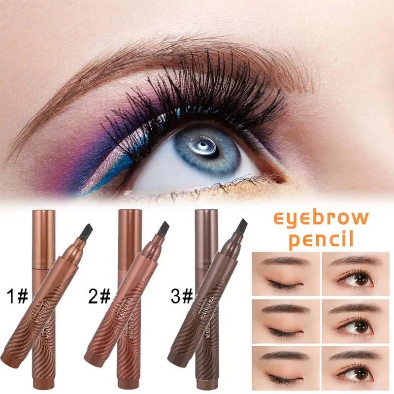 3 Color Waterproof Liquid Eyebrow Pencil Tattoo Long Lasting Brown Gray Maroon Make Up Beauty Eyebrow Enhancer Pen Cosmetic Tool
