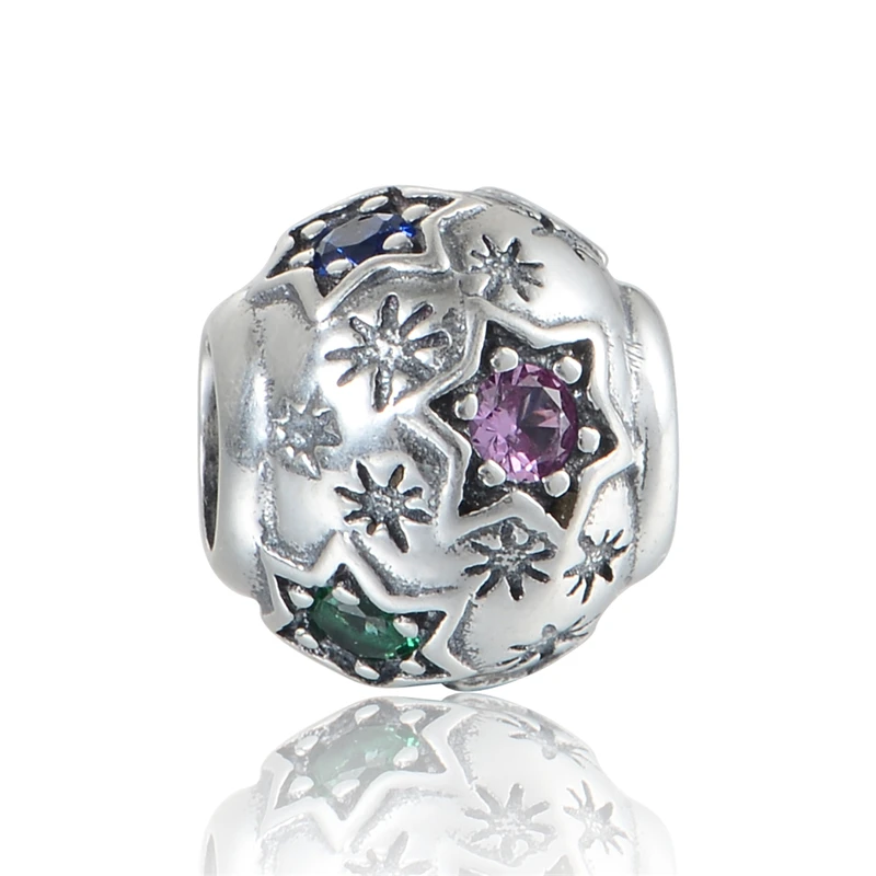Crystal Stars Clear Cz Paved 925 Sterling Silver Charms Beads Fit Chamilia Pandora Charm Bracelet Jewelry DIY | Украшения и