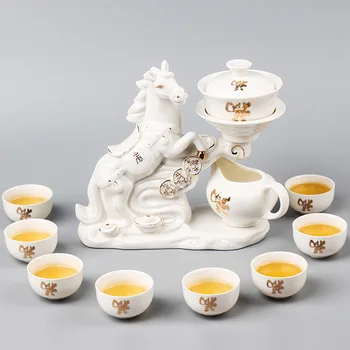 

Free Shipping 11 Pieces Set High Grade Ceramic Tea Set Creative Automatic Kung Fu tea set Tea ceremony Ritual Gift