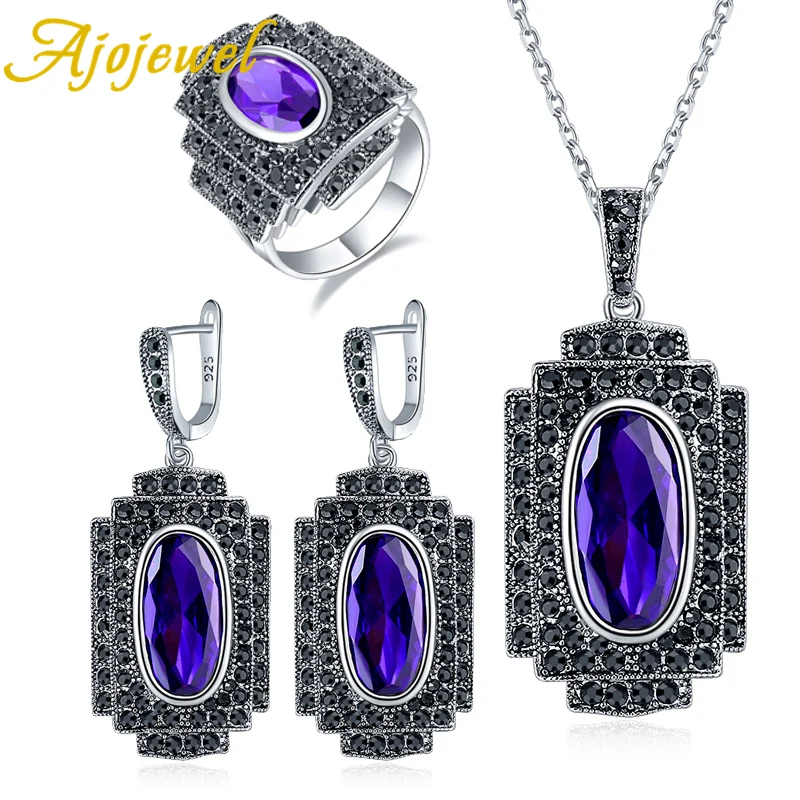 Ajojewel новый ювелирный набор красный/черный/фиолетовый австрийский кристалл