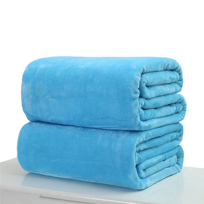 Однотонное фланелевое одеяло для воздуха/дивана/постельных принадлежностей, одеяло, зимняя теплая простынь, Флисовое одеяло для путешествий, s покрывало, 4 размера - Цвет: Blue