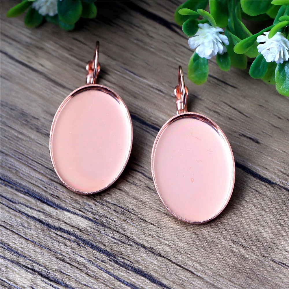 10pcs 18X25mm Rose Gold Plated Earring Settings Base Findings Oval