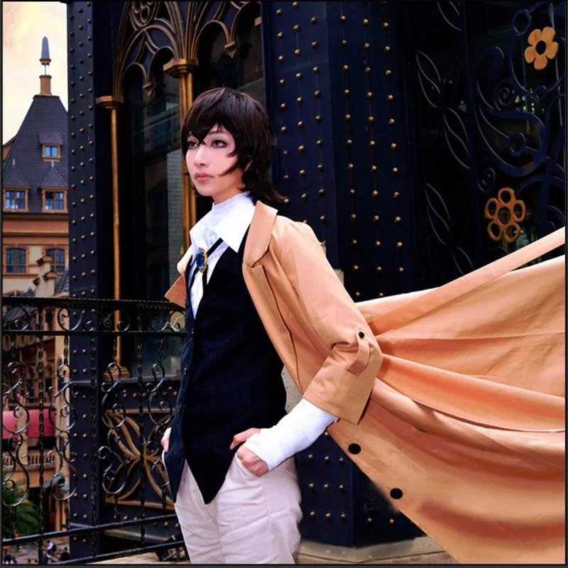 

Bungo Stray Dogs Armed Detective Agency Osamu Dazai Cosplay Trench Shirt Pants Tie Literary Stray Dogs Halloween Costume Men
