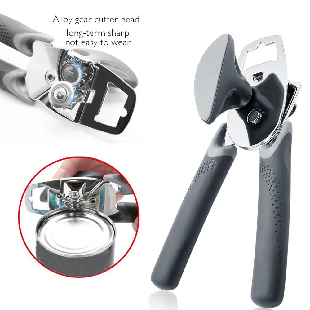 Manual Can Opener Heavy Duty Stainless Steel Smooth Edge 3 in 1 Opener