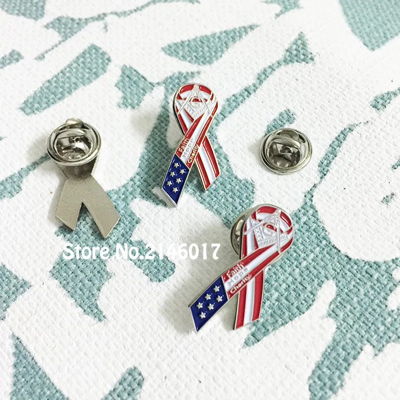 50pcs Custom Pins US Flag Faith Hope Charity Masonic Lapel Pin Enamel