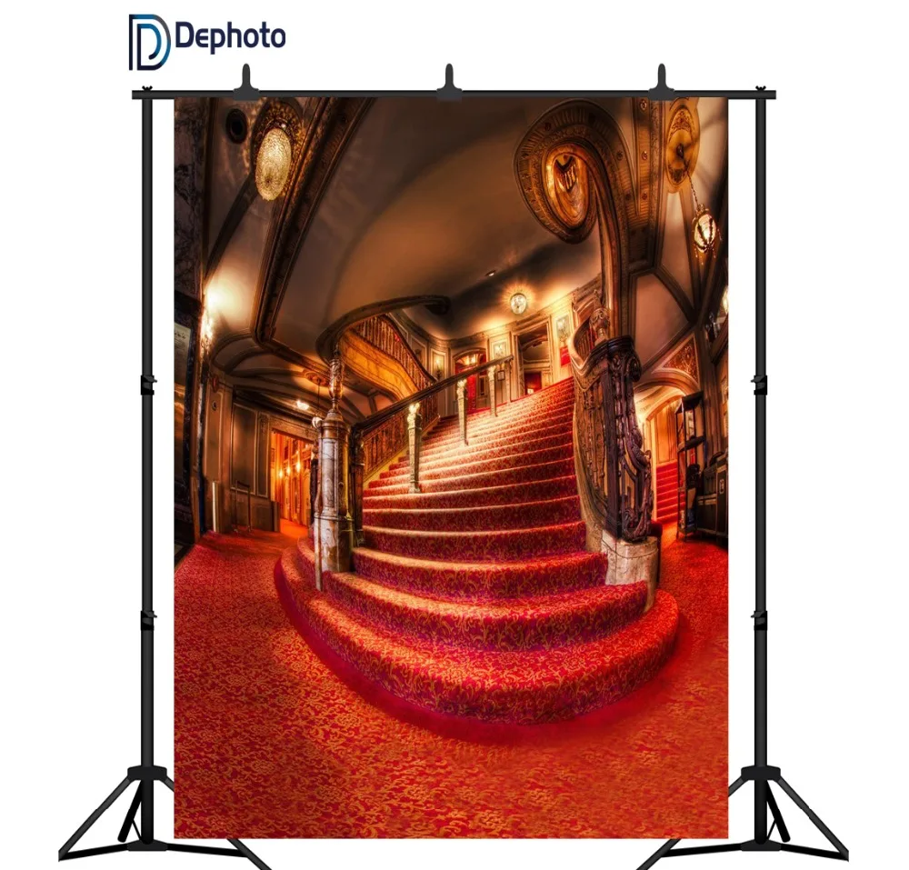 DePhoto wedding photography background palace red carpet vintage stair professional backdrops photobooth photo studio