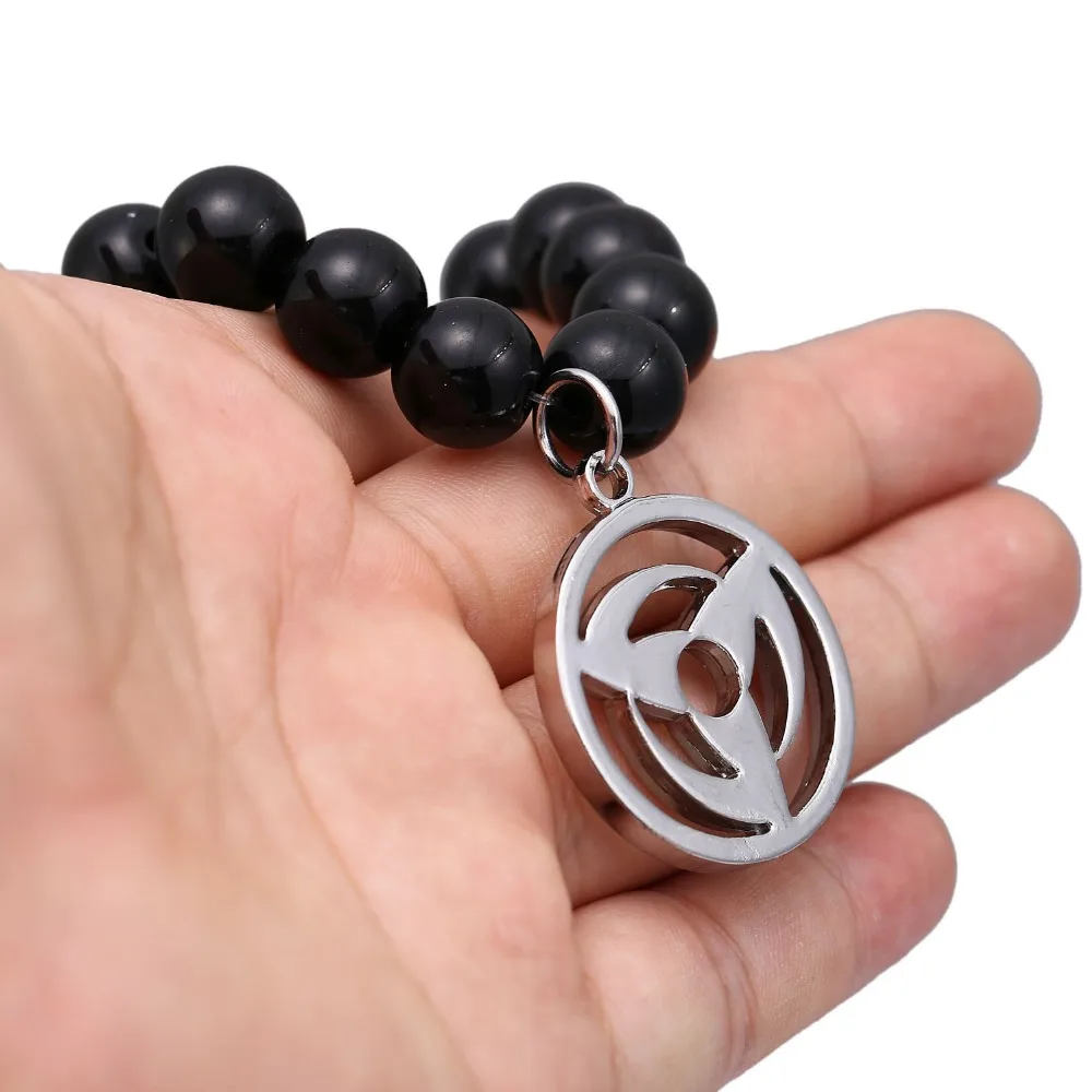 Us 297 10 Offanime Naruto Bracelets Kakashi Sasuke Mangekyou Sharingan Handmade Natural Black Onyx Beads Bracelet Men Women Bangle Jewelry In