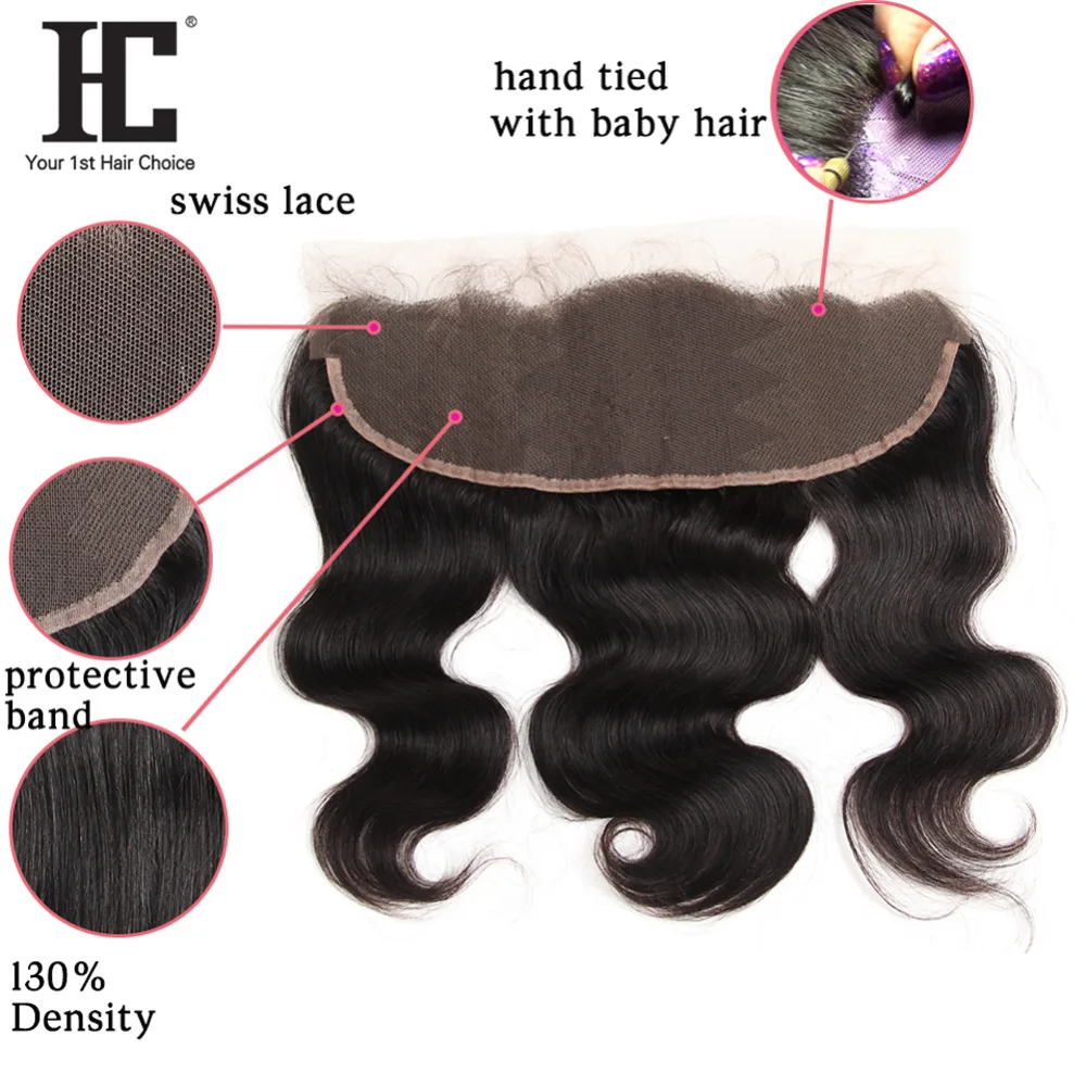 HC Brazilian Body Wave With Frontal Ear To Ear Lace Frontal Closure With Bundles Non Remy Human Hair Weave 3 Bundle With Frontal