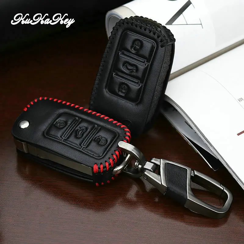 Кожаный чехол для автомобильного ключа VW golf Skoda Yeti Superb Октавия Рапид SEAT leon ibiza 3