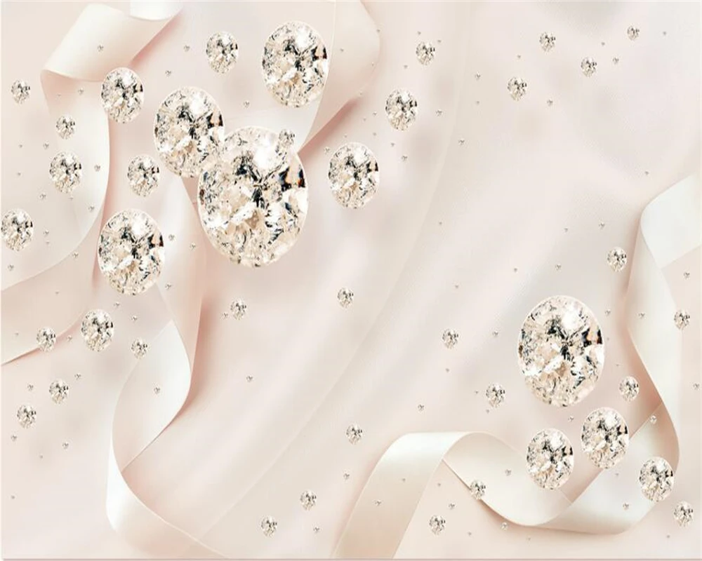Beibehang Custom wallpaper mural modern pink ribbon crystal ball 3d jewelry TV background wall living room bedroom 3d wallpaper Beibehang Custom wallpaper mural modern pink ribbon crystal ball 3d jewelry TV background wall living room bedroom 3d wallpaper