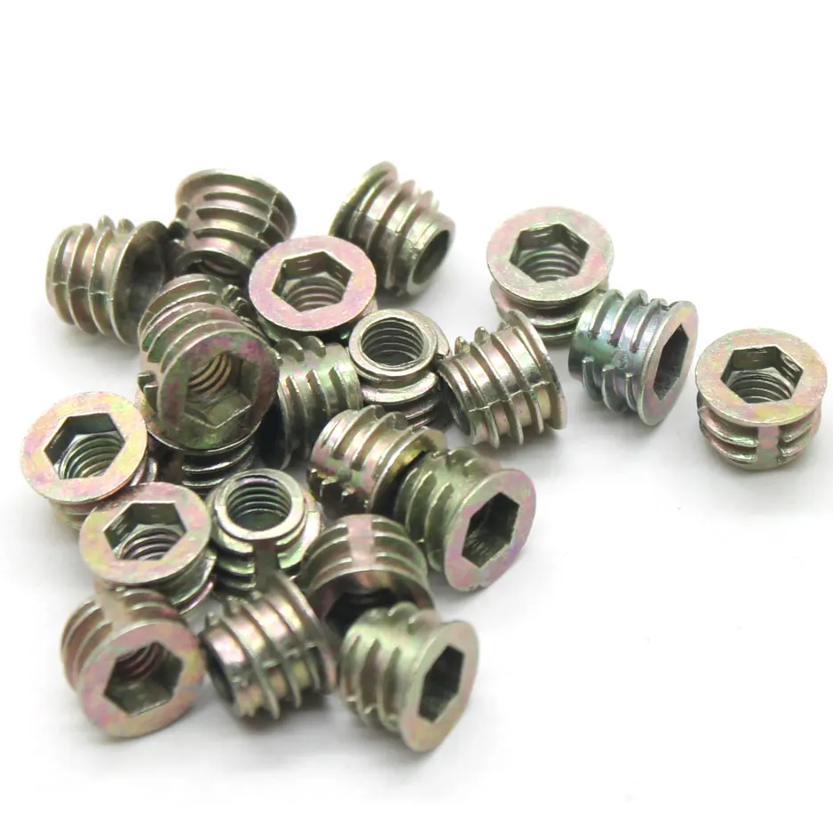 M6 M8 Hex Socket In/Out Threaded Insert Nuts For Wooden Furniture Connection 