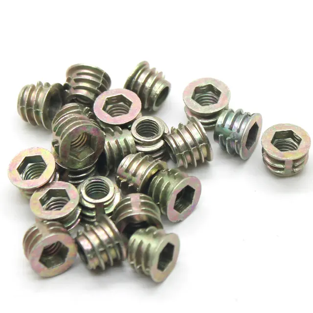 100pcs M4 M5 M6 M8 M10 Threaded Insert Nut Furniture Nuts For Wood Hex