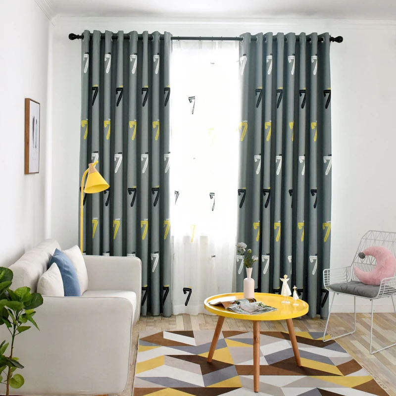 Занавески для гостиной Затемненные серые занавески готовые белые тюлевые двери