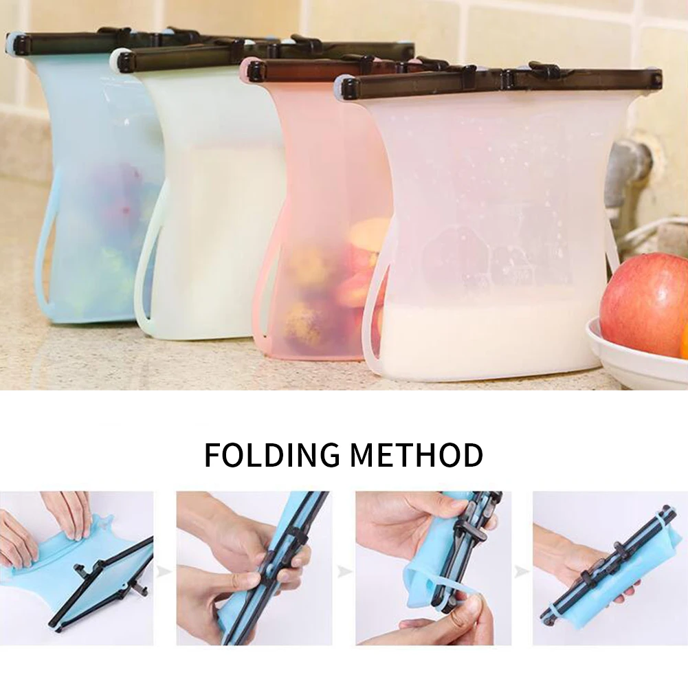 Portable Silicone Food Preservation Bag Sealed Bag Refrigerator Storage Bax Vegatable Meat and Fruit Food Kitchen Accessories