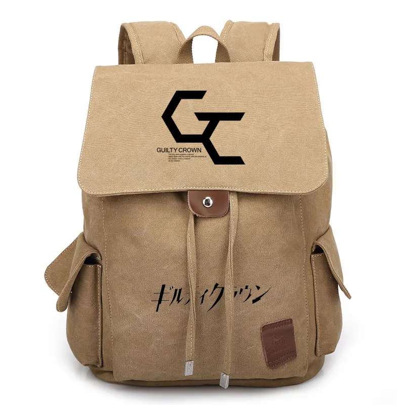 Рюкзак с рисунком из аниме надпись Guilty Crown GC брезентовый со шнурком большой